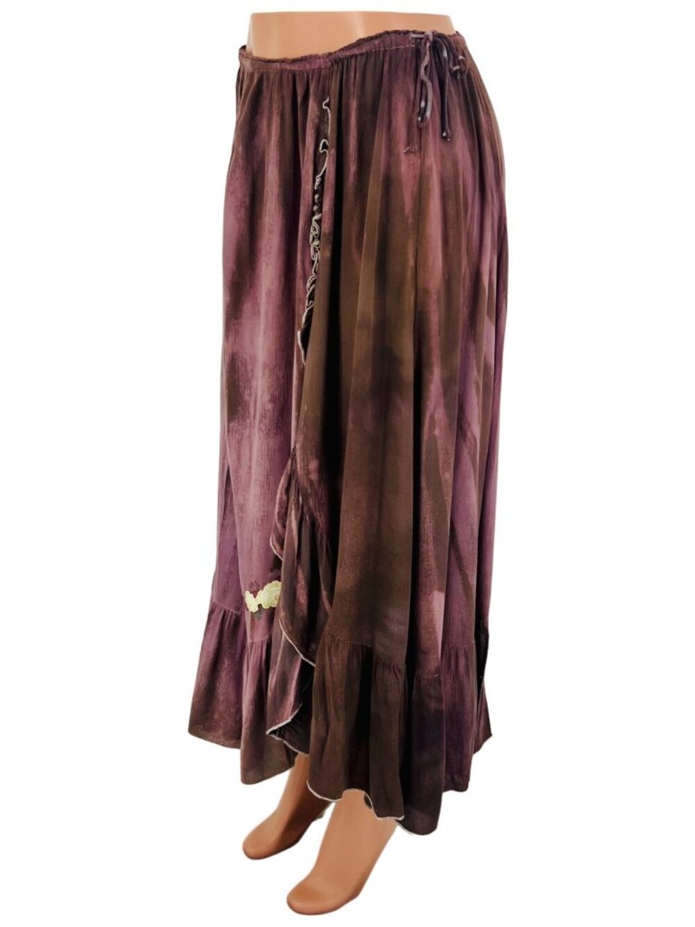 Vtg Free People Boho Embroidered Maxi Skirt| Boho Grunge Fairycore Dark Coquette - Picture 15 of 16